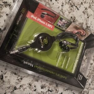 Black Retractable Sports Earphones NEW
